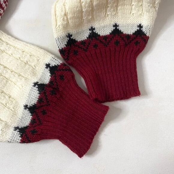 Vintage Maroon Cream Fair Isle Acrylic Knit Pullover Sweater Sz Small - Picture 14 of 14